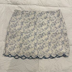 Francesca’s Linen Scalloped Mini Skirt